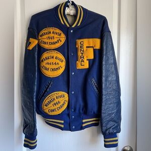 Vintage Leather 1967 Men's Varsity Letterman’s Jacket M / L Size 40 Blue & Gold
